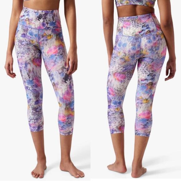 Athleta Pants - Athleta Leggings Womens Small Elation Capri Renewed Bloom Chrome Yoga Gym Active